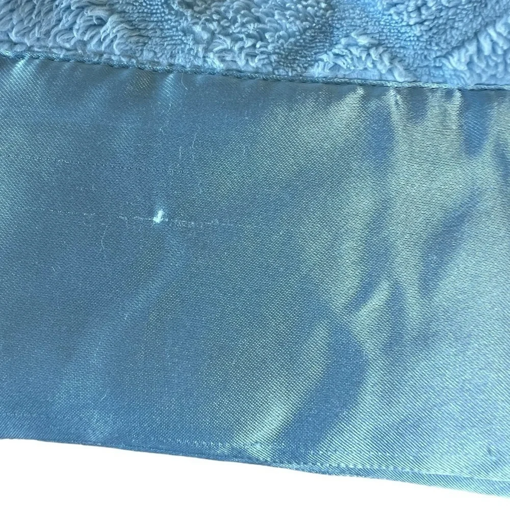 My Blankee Plush Minky Satin Trim Security Baby Blanket Blue 30.5 x 34 GUC